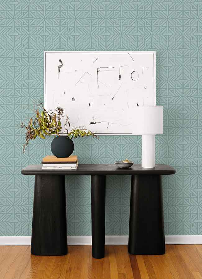 Hesper Teal Geometric Wallpaper - York Wallcoverings - 4121-26928 - York Wallcoverings Wallpaper