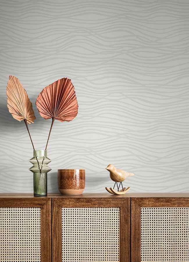Galyn Dove Pearlescent Wave Wallpaper - York Wallcoverings - 4121-72205 - York Wallcoverings Wallpaper