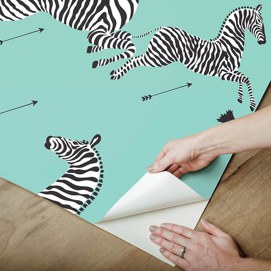 aqua-zebra-safari-peel-and-stick-wallpaper-york-wallcoverings-scs6055 - York Wallcoverings Wallpaper