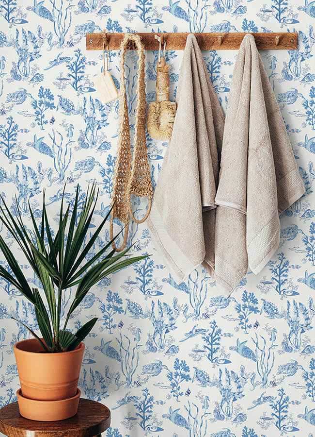 Azure Garparilla Peel & Stick Wallpaper - York Wallcoverings - SCS6057 - York Wallcoverings Wallpaper