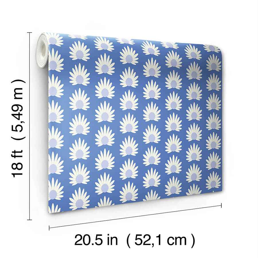 Azure Fleur Peel & Stick Wallpaper - York Wallcoverings - SCS6059 - York Wallcoverings Wallpaper