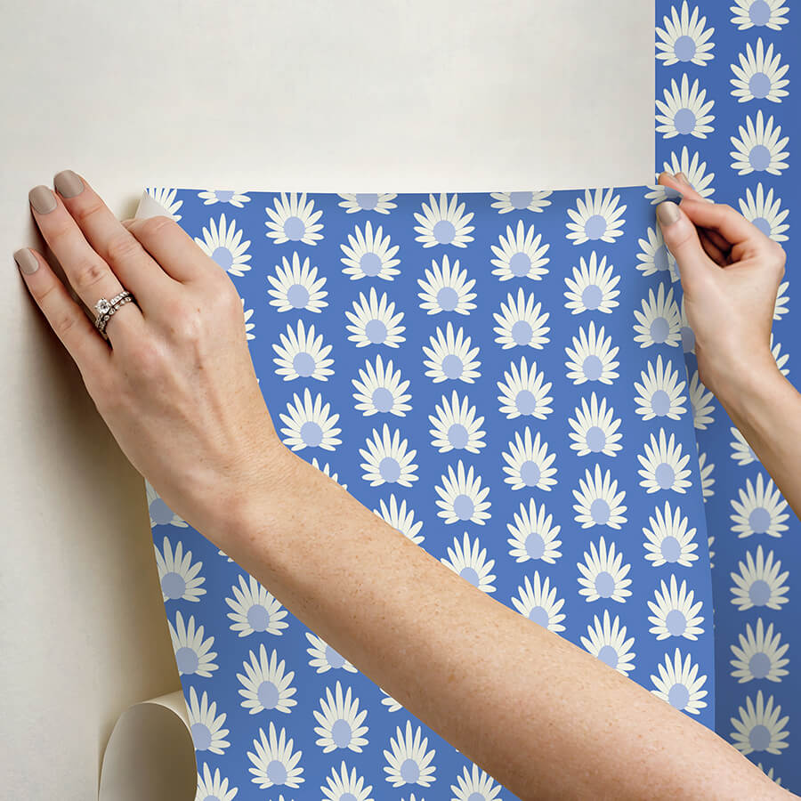 azure-fleur-peel-and-stick-wallpaper-york-wallcoverings-scs6059 - York Wallcoverings Wallpaper