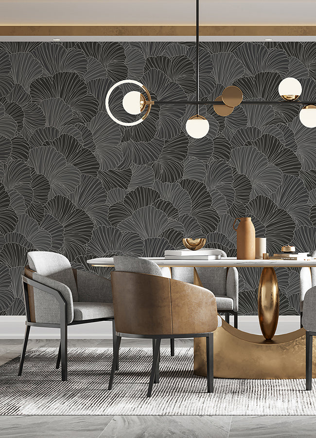 petals-charcoal-grey-wall-mural-york-wallcoverings-astm5050 - York Wallcoverings Wallpaper