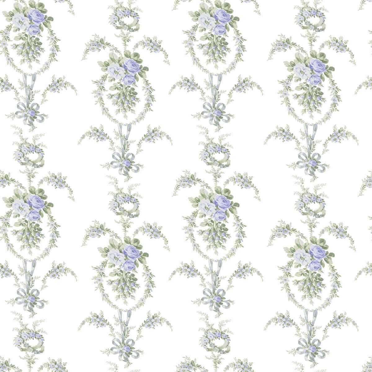 Rose Cheeks Blye Elysees Floral Cluster Wallpaper - York Wallcoverings - AST6089 - York Wallcoverings Wallpaper