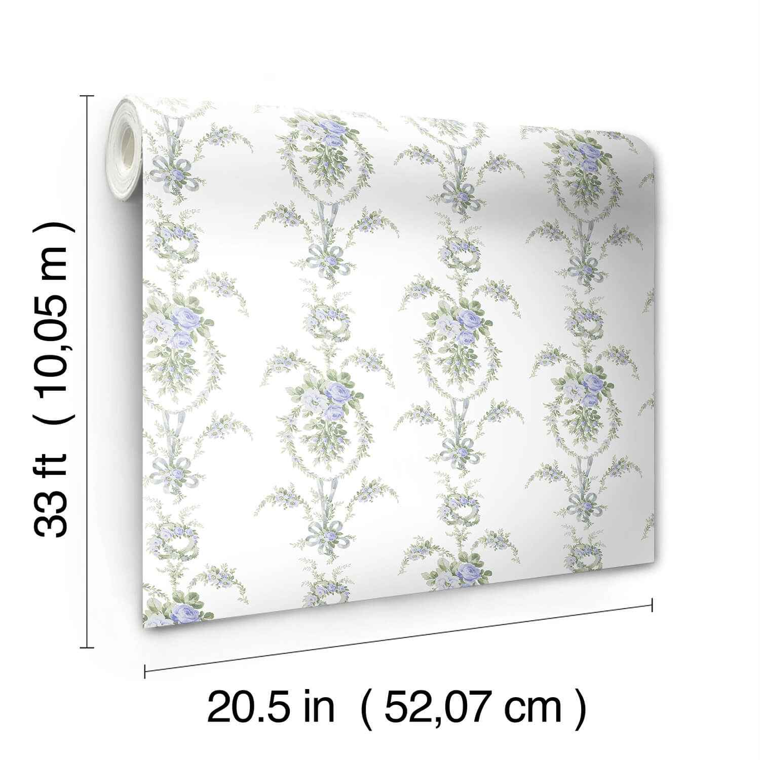 Rose Cheeks Blye Elysees Floral Cluster Wallpaper - York Wallcoverings - AST6089 - York Wallcoverings Wallpaper