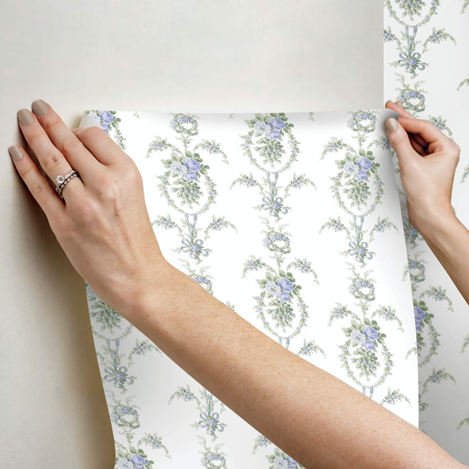 rose-cheeks-blye-elysees-floral-cluster-wallpaper-york-wallcoverings-ast6089 - York Wallcoverings Wallpaper