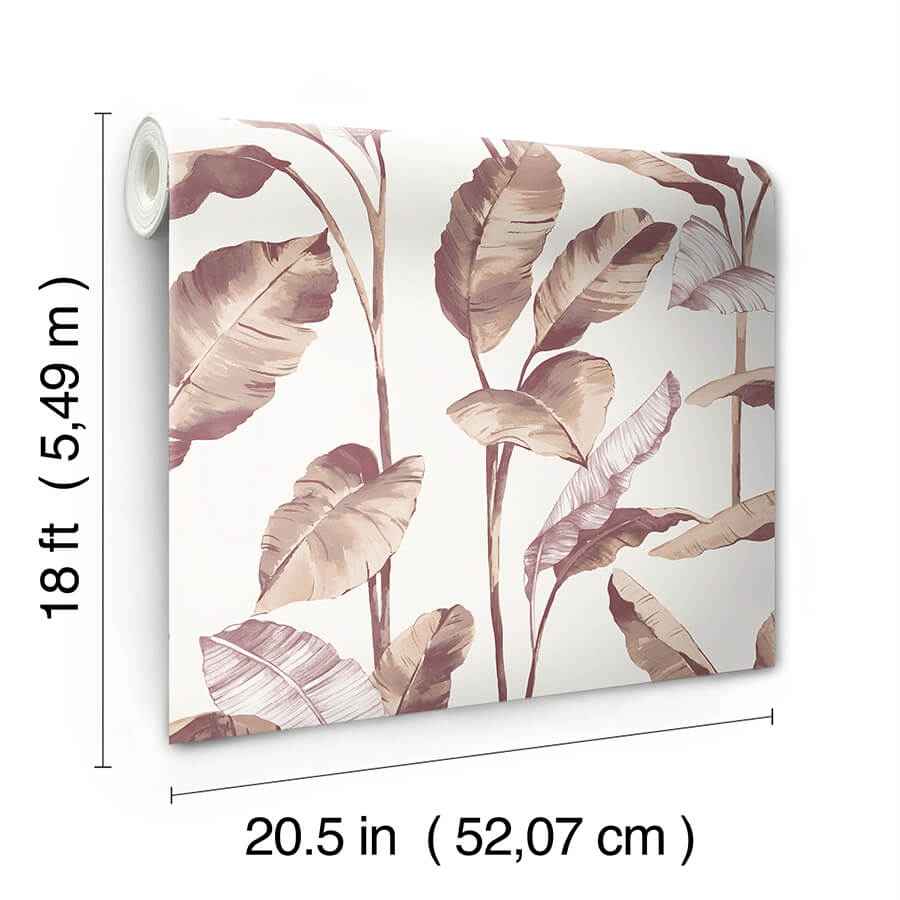 Mauve Banana Leaf Peel and Stick Wallpaper - York Wallcoverings - NUS4902 - York Wallcoverings Wallpaper