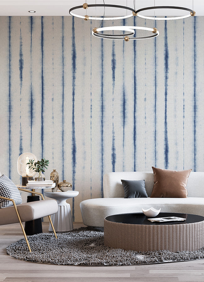 hello-shibori-denim-blue-wall-mural-york-wallcoverings-astm5040 - York Wallcoverings Wallpaper
