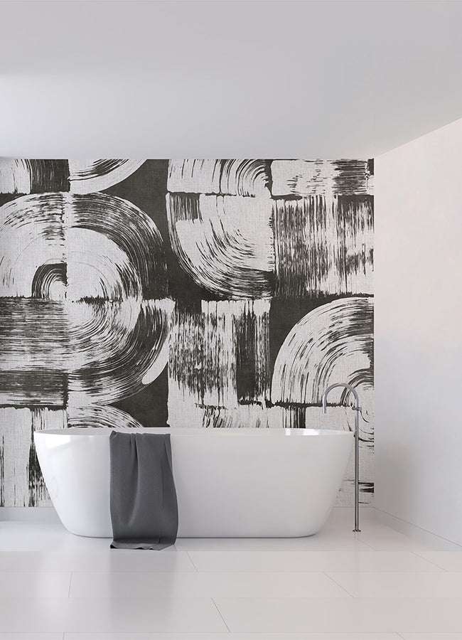 brushstrokes-charcoal-grey-wall-mural-york-wallcoverings-astm5052 - York Wallcoverings Wallpaper