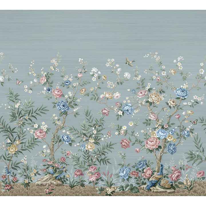 Winter Chinoiserie Robins Egg Blue Wall Mural - York Wallcoverings - ASTM5057 - York Wallcoverings Wallpaper