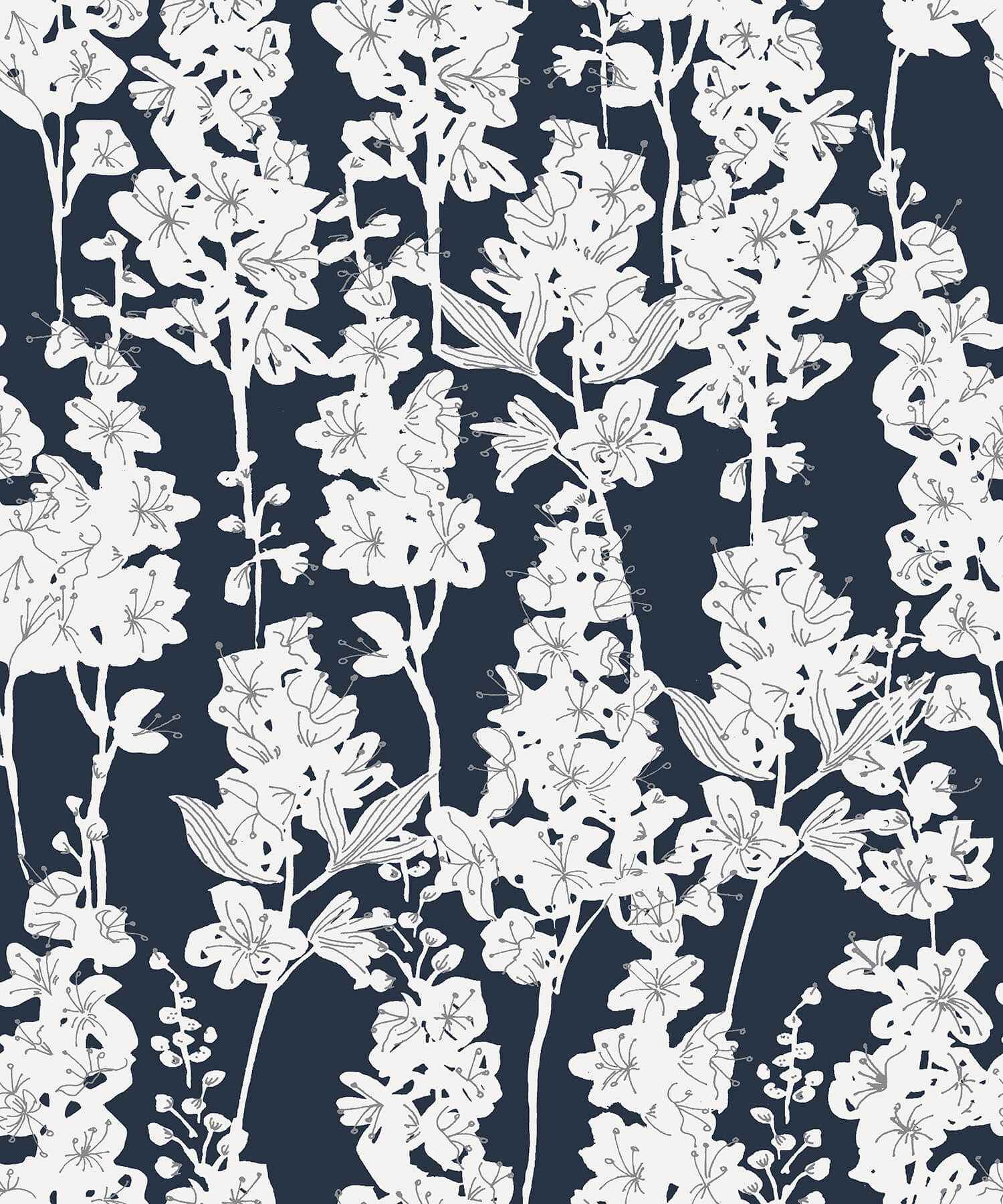 Navy Larkspur Peel & Stick Wallpaper - York Wallcoverings - BDS6074 - York Wallcoverings Wallpaper