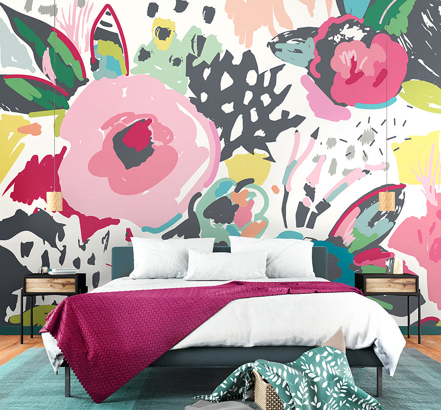 Vibrant Abstract Floral Wall Mural - York Wallcoverings - MUR251M - York Wallcoverings Wallpaper