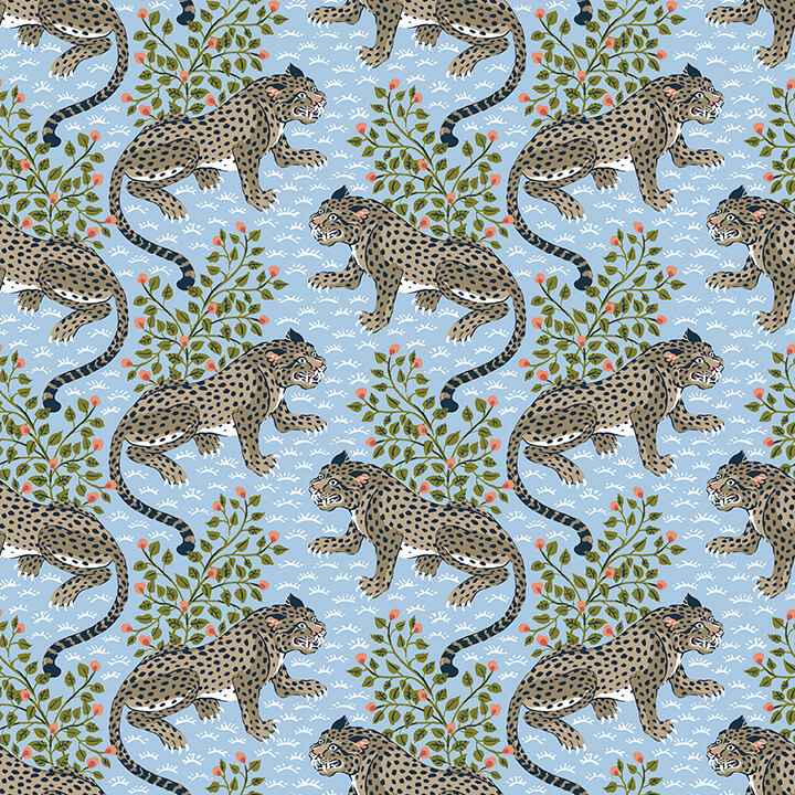 Light Blue Bagheera Peel and Stick Wallpaper - York Wallcoverings - PFS6105