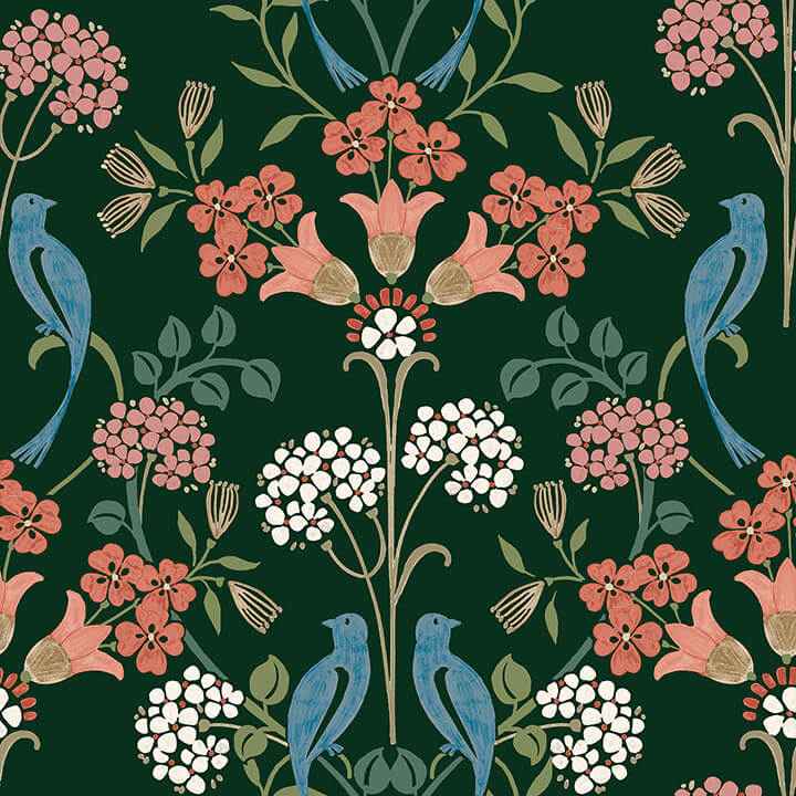 Green Multi Meadow Song Peel and Stick Wallpaper - York Wallcoverings - NUS6093 - York Wallcoverings Wallpaper