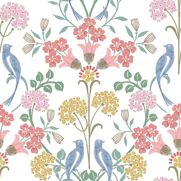 Pink Meadow Song Peel & Stick Wallpaper - York Wallcoverings - NUS6094