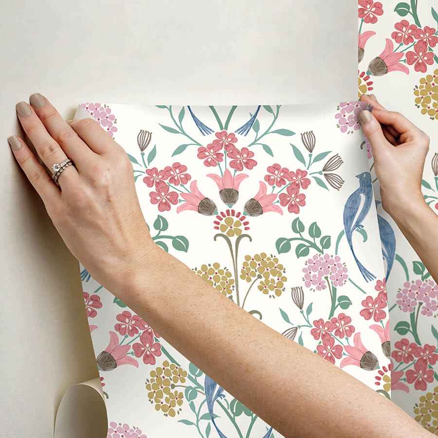 Pink Meadow Song Peel & Stick Wallpaper - York Wallcoverings - NUS6094 - York Wallcoverings Wallpaper