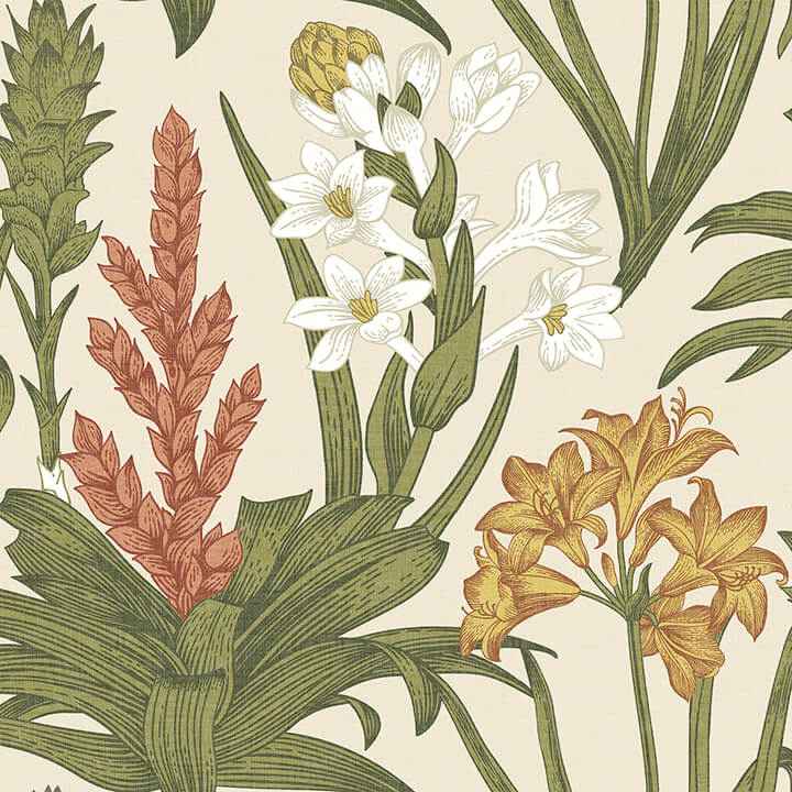 Linen Olive Blooming Villa Peel and Stick Wallpaper - York Wallcoverings - NUS6097 - York Wallcoverings Wallpaper