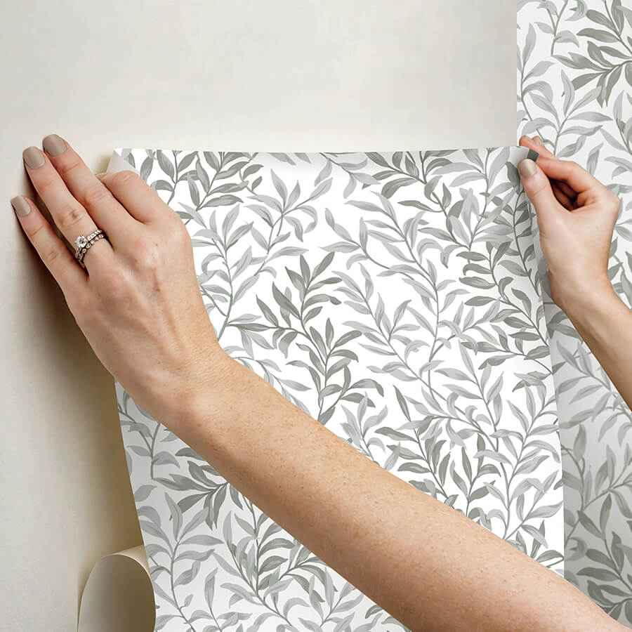 Sea Salt Grey Terrace Vines Peel and Stick Wallpaper - York Wallcoverings - NUS6099 - York Wallcoverings Wallpaper