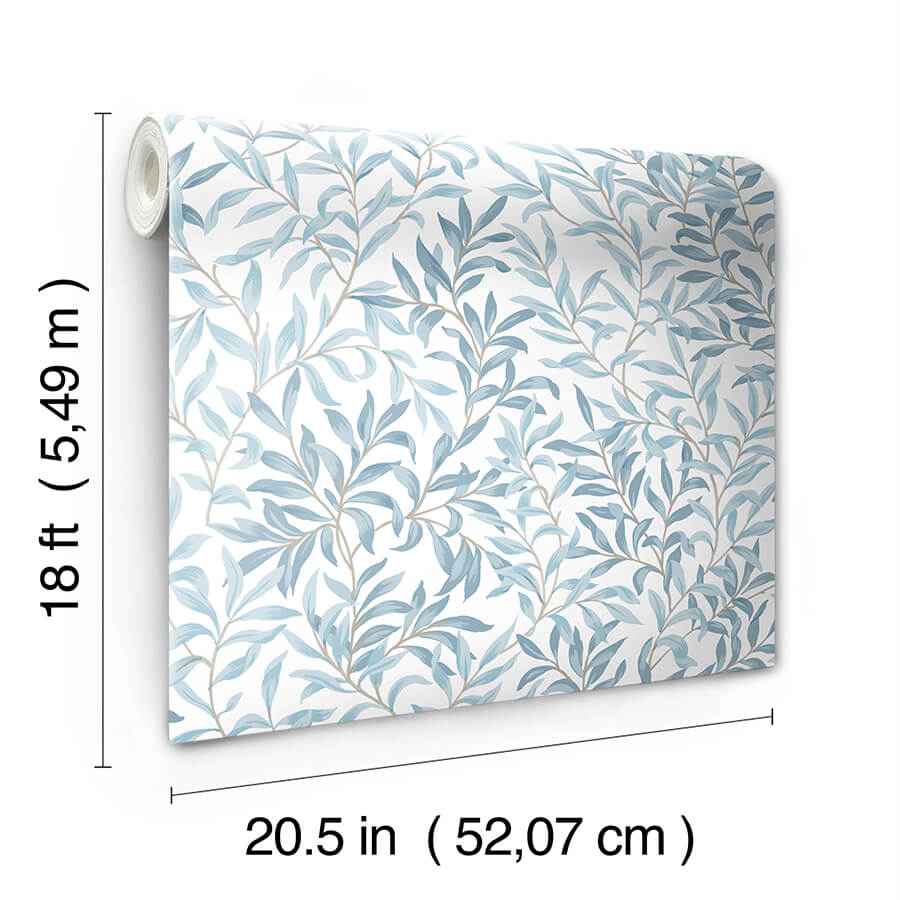 Cloud Blue Terrace Vines Peel and Stick Wallpaper - York Wallcoverings - NUS6100 - York Wallcoverings Wallpaper