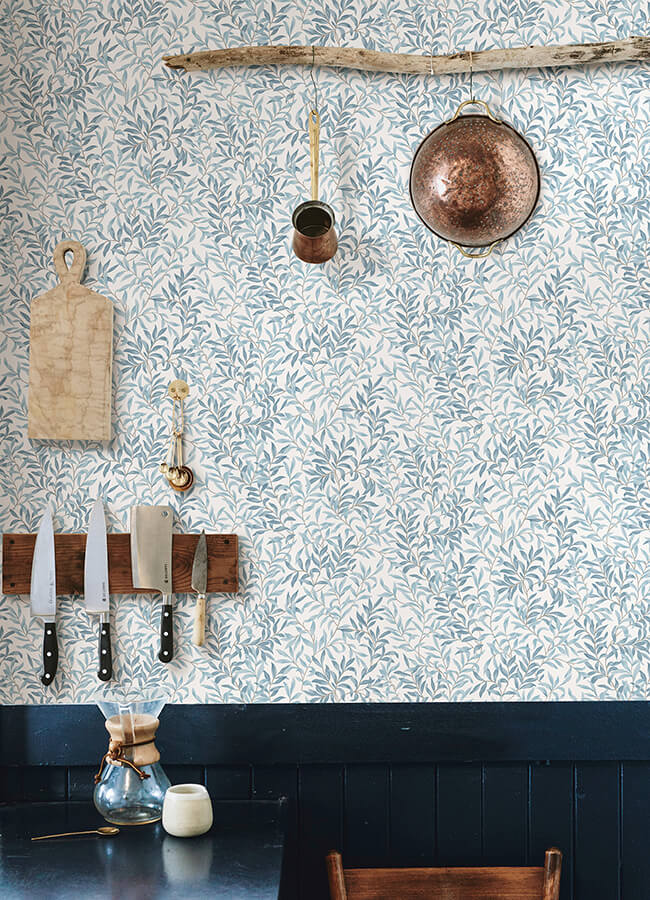 Cloud Blue Terrace Vines Peel and Stick Wallpaper - York Wallcoverings - NUS6100 - York Wallcoverings Wallpaper