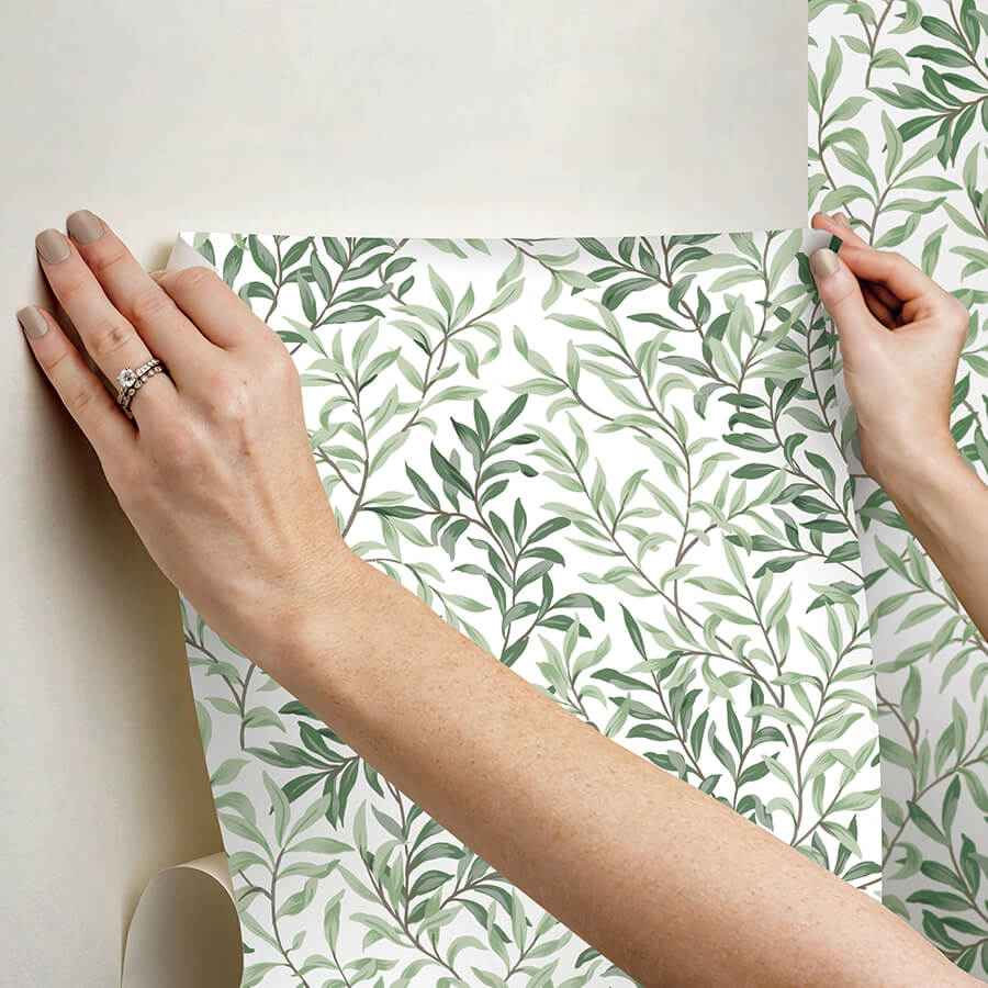 Herb Green Terrace Vines Peel and Stick Wallpaper - York Wallcoverings - NUS6101 - York Wallcoverings Wallpaper