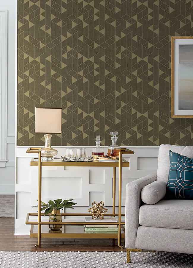 Fairbank Chocolate Linen Geometric Wallpaper - York Wallcoverings - 4034-26773 - York Wallcoverings Wallpaper