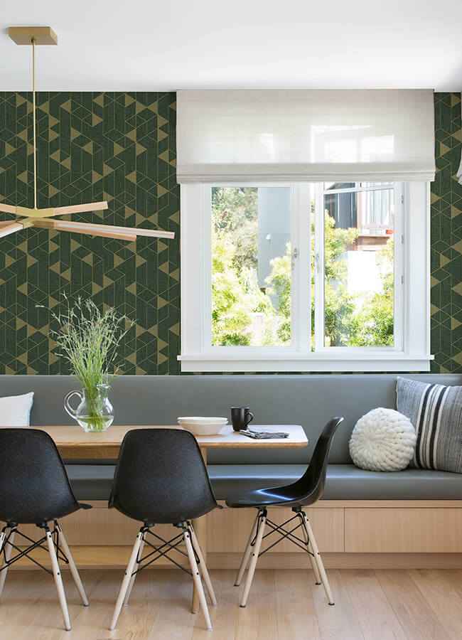 Fairbank Evergreen Linen Geometric Wallpaper - York Wallcoverings - 4034-26774 - York Wallcoverings Wallpaper