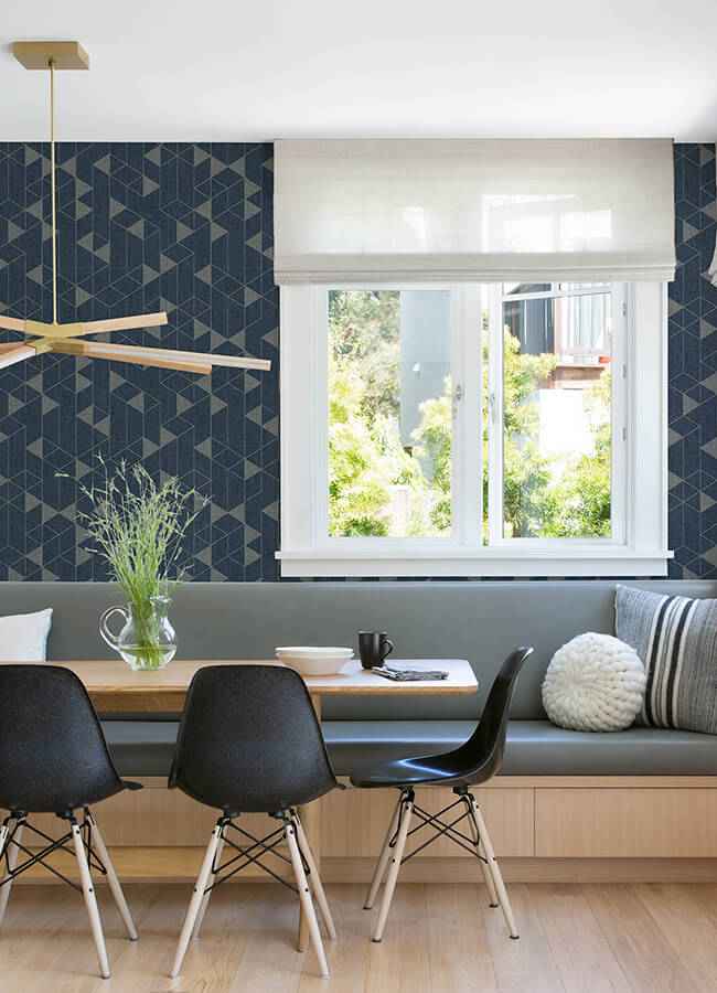 Fairbank Navy Linen Geometric Wallpaper - York Wallcoverings - 4034-26775 - York Wallcoverings Wallpaper