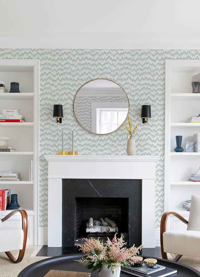 Holmby Seafoam Brushstroke Zigzag Wallpaper - York Wallcoverings - 4034-26776 - York Wallcoverings Wallpaper