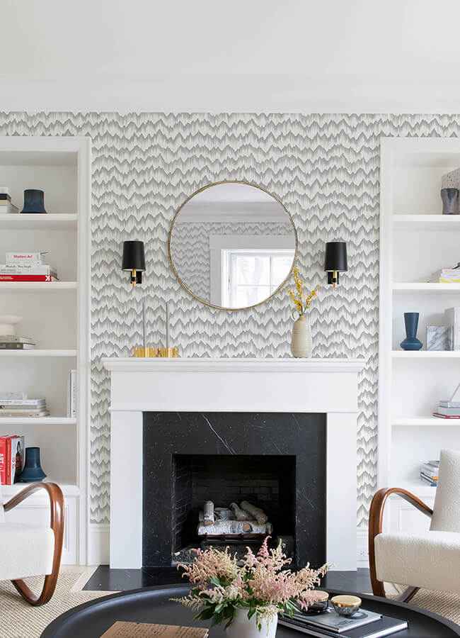 Holmby Grey Brushstroke Zigzag Wallpaper - York Wallcoverings - 4034-26779 - York Wallcoverings Wallpaper