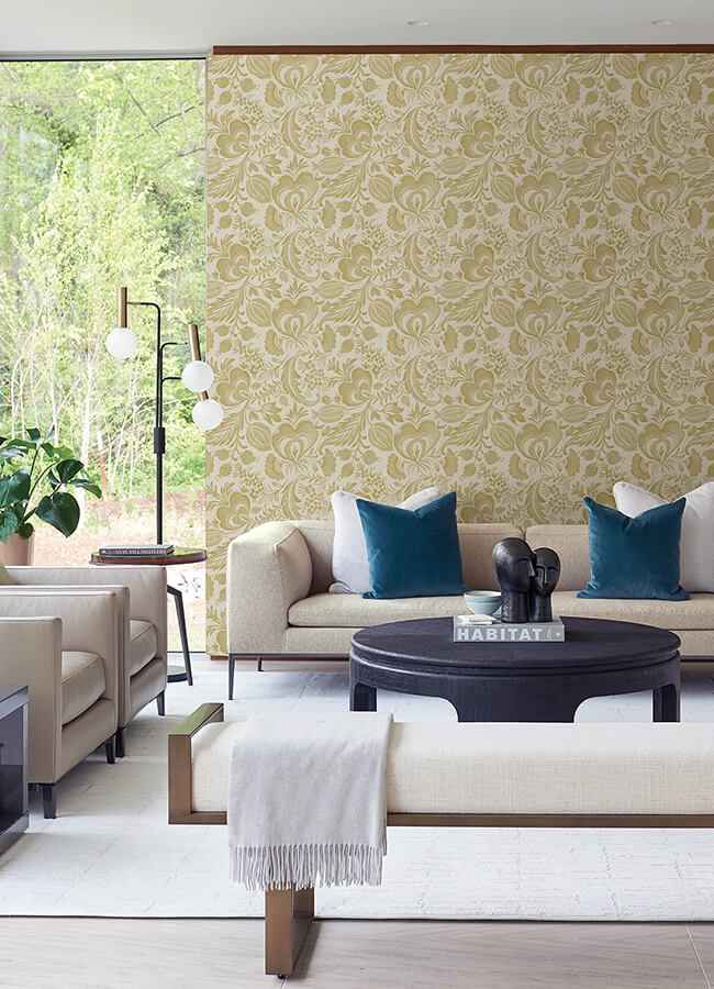 Culver Mustard Jacobean Wallpaper - York Wallcoverings - 4034-26784 - York Wallcoverings Wallpaper