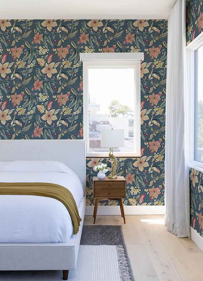 Crestwood Blue Crowned Crane Wallpaper - York Wallcoverings - 4034-26790 - York Wallcoverings Wallpaper