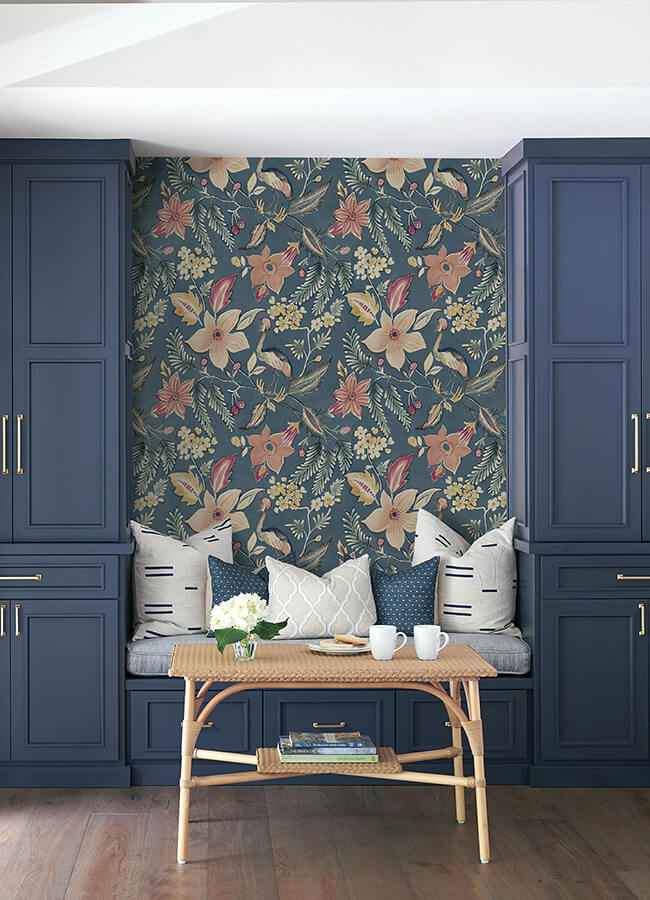 Crestwood Blue Crowned Crane Wallpaper - York Wallcoverings - 4034-26790 - York Wallcoverings Wallpaper