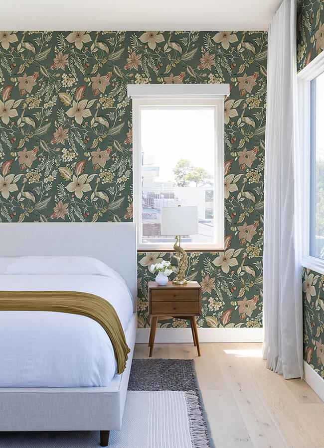 Crestwood Sea Green Crowned Crane Wallpaper - York Wallcoverings - 4034-26792 - York Wallcoverings Wallpaper
