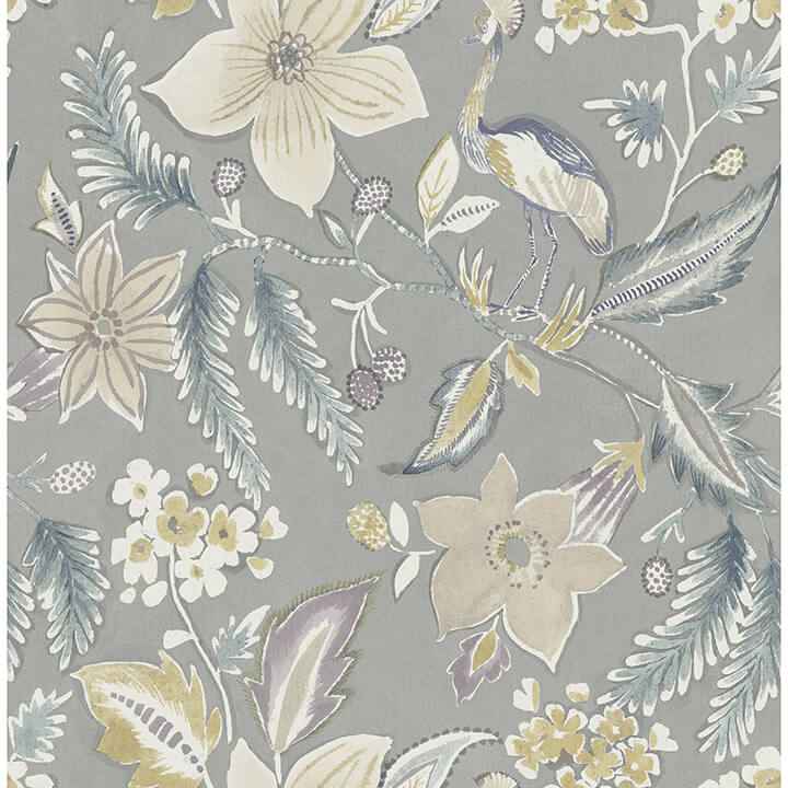 Crestwood Grey Crowned Crane Wallpaper - York Wallcoverings - 4034-26793 - York Wallcoverings Wallpaper