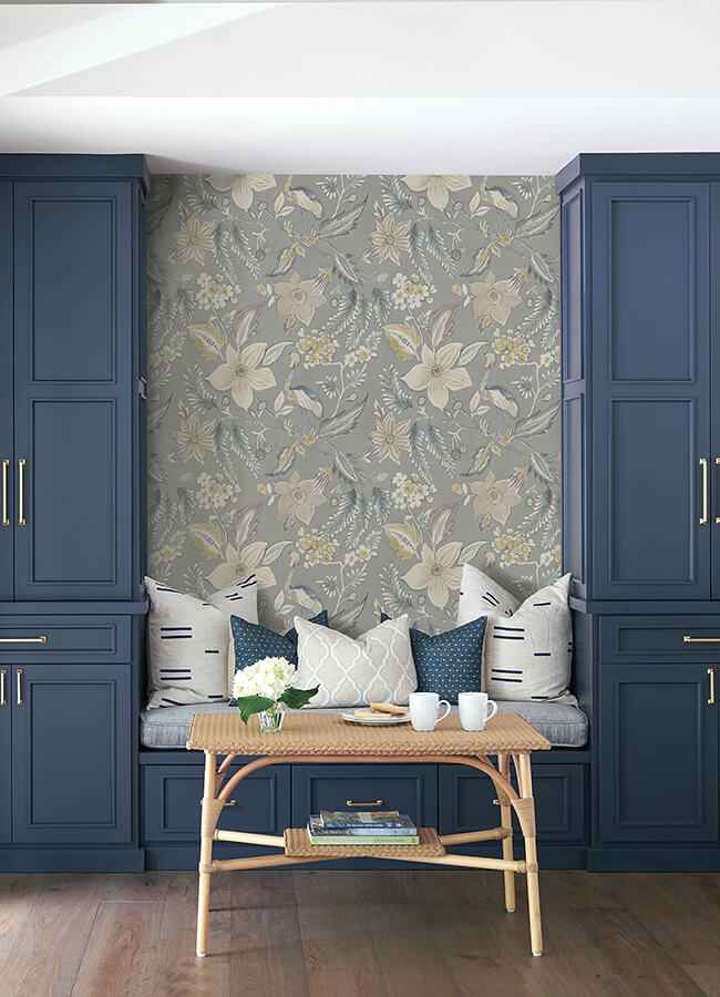 Crestwood Grey Crowned Crane Wallpaper - York Wallcoverings - 4034-26793 - York Wallcoverings Wallpaper