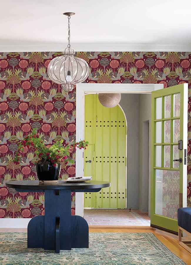 Mandeville Raspberry Tropical Paradise Wallpaper - York Wallcoverings - 4034-72122 - York Wallcoverings Wallpaper
