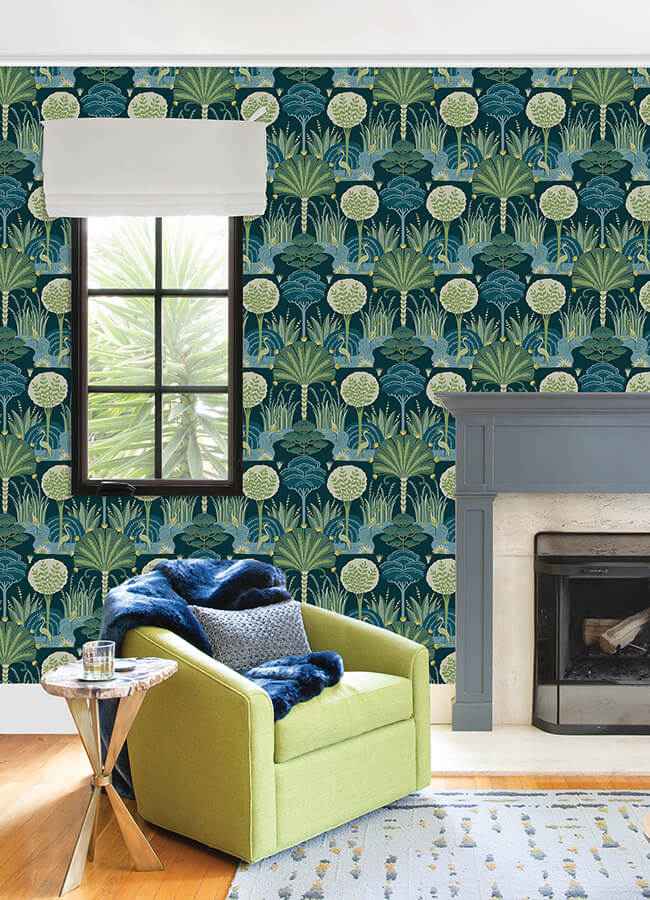 Mandeville Teal Tropical Paradise Wallpaper - York Wallcoverings - 4034-72123 - York Wallcoverings Wallpaper