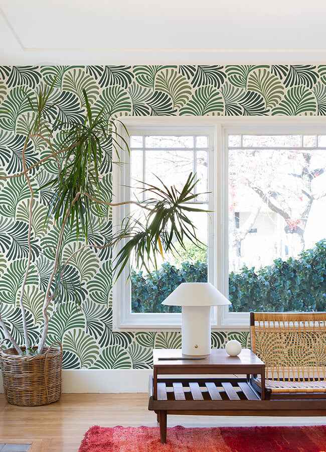 Trousdale Green Fanning Flora Wallpaper - York Wallcoverings - 4034-72127 - York Wallcoverings Wallpaper