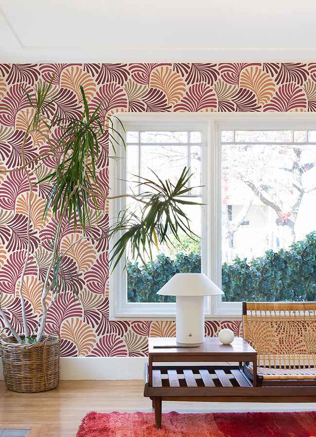 Trousdale Raspberry Fanning Flora Wallpaper - York Wallcoverings - 4034-72128 - York Wallcoverings Wallpaper
