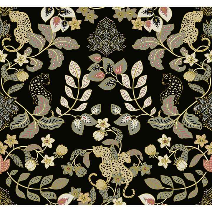 Getty Black Jungle Damask Wallpaper - York Wallcoverings - 4034-72131 - York Wallcoverings Wallpaper