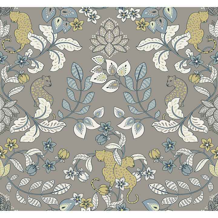 Getty Grey Jungle Damask Wallpaper - York Wallcoverings - 4034-72134 - York Wallcoverings Wallpaper