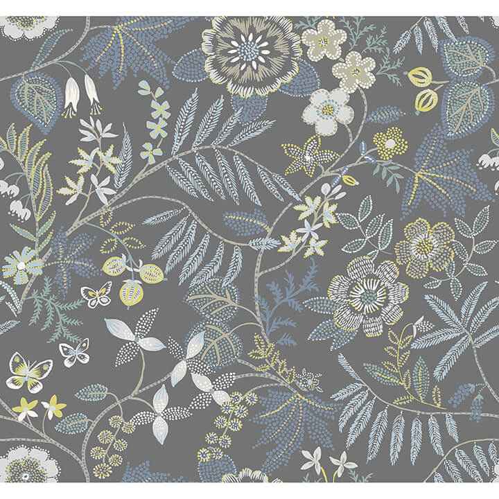 Marilyn Light Grey Floral Trail Wallpaper - York Wallcoverings - 4034-72136 - York Wallcoverings Wallpaper