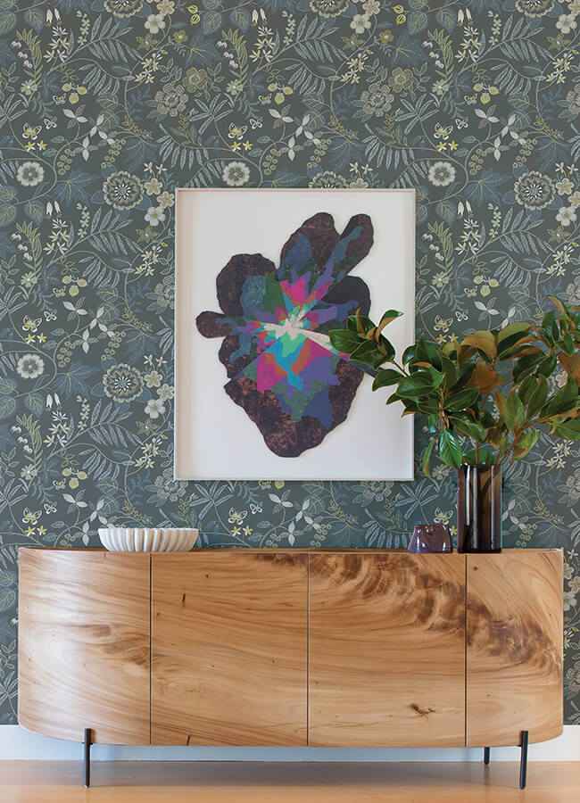 Marilyn Light Grey Floral Trail Wallpaper - York Wallcoverings - 4034-72136 - York Wallcoverings Wallpaper