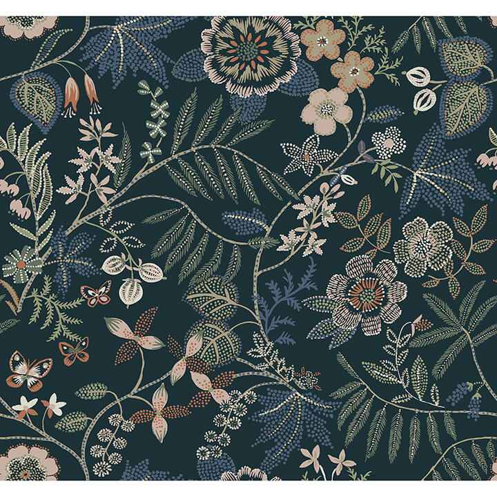 Marilyn Sea Green Floral Trail Wallpaper - York Wallcoverings - 4034-72137