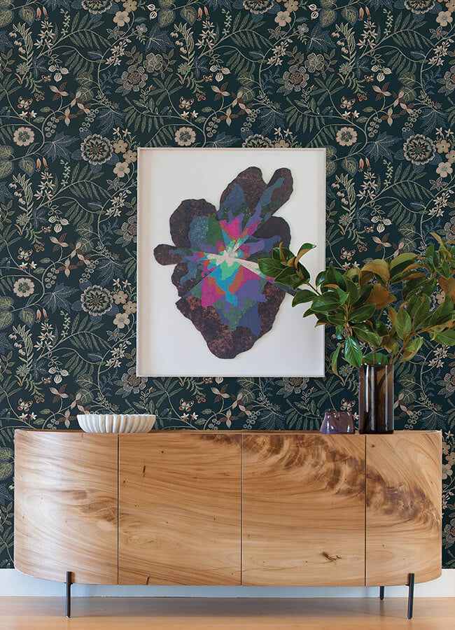 Marilyn Sea Green Floral Trail Wallpaper - York Wallcoverings - 4034-72137 - York Wallcoverings Wallpaper