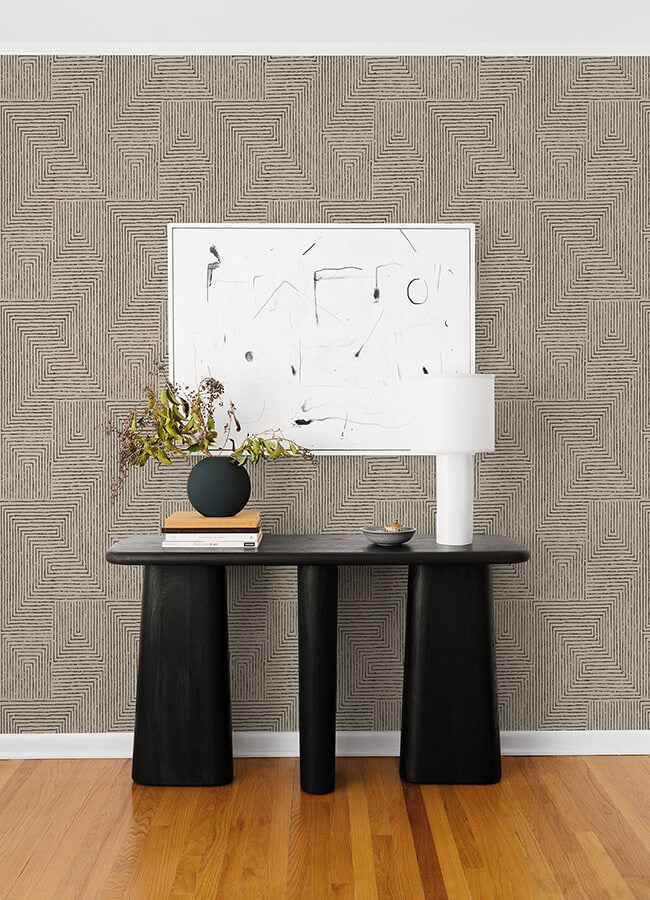Mortenson Taupe Geometric Wallpaper - York Wallcoverings - 4034-72140 - York Wallcoverings Wallpaper