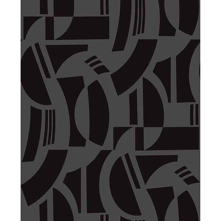 Carter Black Geometric Flock Wallpaper - York Wallcoverings - 4034-87379