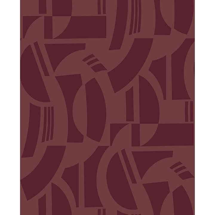 Carter Burgundy Geometric Flock Wallpaper - York Wallcoverings - 4034-87380