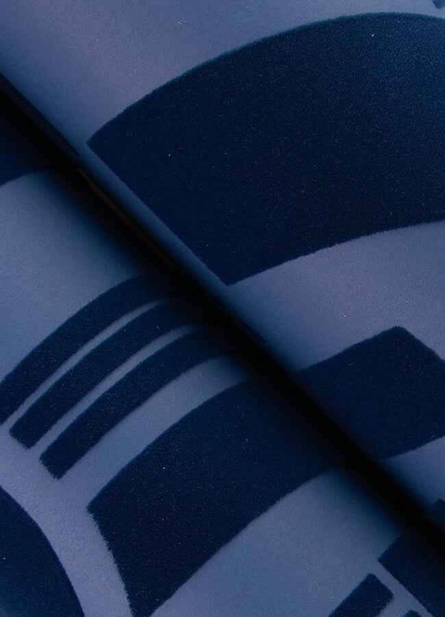 Carter Indigo Geometric Flock Wallpaper - York Wallcoverings - 4034-87381 - York Wallcoverings Wallpaper